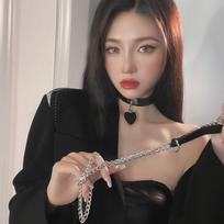 Gotikiniai diržai moterims apykaklės grandinėlė seksuali PU odinė grandinėlė pakabukas apykaklė čokeris vėrinys Cosplay aksesuarai poroms gray
