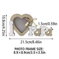 Wooden English Letter Photo Frame Dad Papa Mum Pattern Picture Frame Letter Heart Photo Frame gray