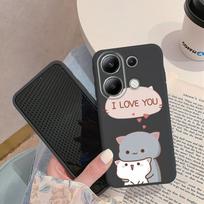 „Cat Couple“ raštuotas minkštas silikoninis dėklas, skirtas „Samsung A55 M35 S24 Xiaomi Redmi Note 13 Pro iPhone Huawei Honor Realme“ kamerai, apsauginis smūgiams atsparus dėklas Realme 12x gray