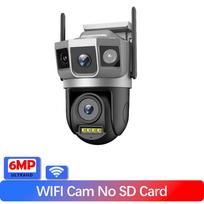 Trijų ekranų HD kameros stebėjimo kamera 360° panoraminė lauko dienos ir nakties spalvota kamera AI automatinio sekimo mobilioji nuotolinė belaidė kamera CCTV 【WIFI Connection】None Card