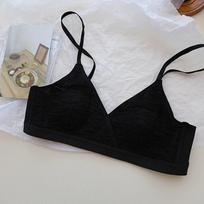 New Women Ultra-thin French Bubble Cloth Triangle Cup Girl's Bunny Ears Comfortable  Bralette Small Breasts Without Wire Bra 38/85 balta