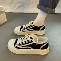 Summer New Platform Canvas Shoes Women's Ins Tide Niche Versatile Casual Cookie Shoes Little White Shoes 35 juoda