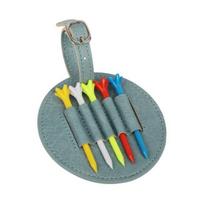 „Golf Tee Bag“ Dirbtinės odos „Golf Tee“ krepšys su 5 marškinėliais „Golf Accessories Carry Case Tees“ Organizatoriaus laikiklis vyrams šviesiai mėlyna spalva