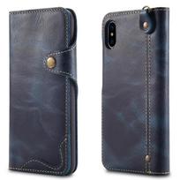 Tinka Iphonexs odiniam mobiliojo telefono dėklui, Apple 11 įstatomam kortelių odiniam dėklui, Samsung Note10 mobiliojo telefono dėklui. iPhone X/Xs mėlyna