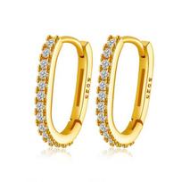 Fashion Charm 925 Sterling Silver Minimalist Pave Zircon Geometric Stud Earrings for Women Unisex Party Jewelry Gift