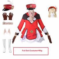 Klee Cosplay Vaikų kostiumas Anime žaidimas Cosplay Vaikams Mergaičių Suknelė Kuprinė Perukas Helovino vakarėlis Didelio dydžio drabužis L-(Costume+Wig) red