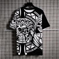Grim Reaper Oversize T-shirt Man Fear Men's Short Sleeve Tee Cool Trend Ghost Crow Haikyuu Style Comfort3D Printing L white