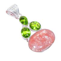 Hematoid Quartz, Peridot Gemstone 925 Sterling Silver Jewelry Pendant 2.1   AH-3304 2.17 žalia