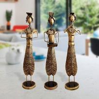 Kaltinis geležis Muzikinių lėlių rinkinys Rankų darbo Dekoratyvinis dovanų daiktas Ekspozicinis daiktas namų dekorui, Daugiaspalvis, 53,34 cm, 3 vienetai black