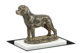 Rotveileris, Rottas, Rottie II - šunų figūrėlė, statula ant balto marmuro, trofėjus šunų parodoje  Art-Dog ruda