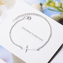 925 svarų sterlingų sidabro grandinėlė su kryžiaus pakabuku Apyrankė ir apyrankė moterims Elegantiški papuošalai Pulseras Sl349