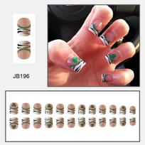 24pcs Press On Nails St. Patrick cross-border manicure zebra pattern clover short square wearable manicure removable manicure brown