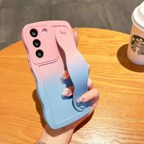Gradiento spalvų garbanotas apyrankės dėklas Samsung Galaxy S23 S24 Ultra S21 S22 Plus S20 FE A54 telefonams, stovas, banguota apyrankė, minkštas dėklas S22