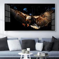 Animal oil painting owl wings white head carving flying art canvas painting office living room corridor home decoration mural No Frame 20*40cm No Frame