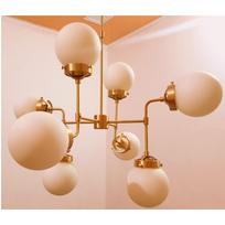 Mid Century Style Bistro Globe Shade light Brass Sputnik Decorative Chandelier 32" Diameter auksinė