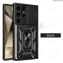 Armor Funda, skirtas Samsung Galaxy S24 Ultra S23 FE S22 Plus S21 S20 Case Slide Camera Protect Cover Capa, skirtas Galaxy S24 Ultra Case For Galaxy S24 Ultra juoda