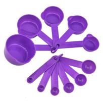 11Pcs/Set Plastic Measuring Spoon & Cup Set BPA-Free Baking Measuring Tool for Flour Sugar Salt Liquid Multifunctional Kitchen Household Meter violetinė