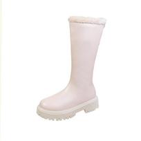 Lady Fur Boots Women's Winter Shoes Chelsea Boots Black Leather Boots Plush Warm Platform Chunky Footwear Fashion Designer Botas 40 black