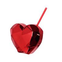 600ml Heart Shape Straw Cup Electroplating Cocktail Glass Flash Disco Ball Cup with Straw Drinkware Party Bar Decor raudona
