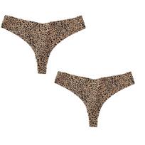 Women's Sexy Underpants Women's Fashionable Low-waist Underwear Leopard Print Briefs Large Size Women's Seamless Underpants Breathable Ice Silk Fabric XL kava/balta