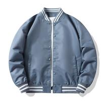 Baseball Uniform Men's Spring and Autumn Bomber Jacket Men's and Women's Same Style Couple Coat Work Jacket S gray