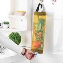 Home Grocery Bag Wall Mounted Multi-use Garbage Organizer Grid Storage Pull-out Home Kitchen Fashion 1Pc Plastic Bag Holder Trash Garbage Bag  Bead geltona