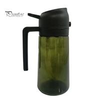 470 ml 2-in-1 aliejaus dozatorius, maistinis, be BPA, atsparus nuotėkiui, didelės talpos aliejaus purškiklis, laikymo butelis su rankena tamsiai žalia spalva