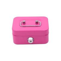 Piggy Bank su užraktu ir raktu Nešiojama rakinama mini grynųjų pinigų dėžutė Pinigų banko saugos užraktas seifas monetų dėžutės keitimo talpykla rožinė