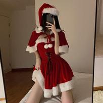 Mergaitės Kalėdų Kalėdų Senelio Cosplay Kostiumai Žiemos Cape Apsiausto Apranga Helovino Apsiaustas Moterų kostiumas one size raudona