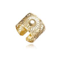 Shell Hollow Flower Lace Titanium Steel Ring French Simple Retro Opening Women's Adjustable Ring Opening adjustable beige