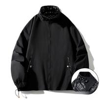 American Crew Neck Loose Baseball Jersey Versatile Casual Korean Version Spring and Autumn Jacket Couple Double-sided Men's Jacket M black