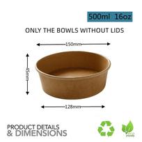 Kraft Paper Salad Bowl Disposable Meal Prep Container Take Out Paper Food Bowl Sturdy Eco-Friendly 20pcs