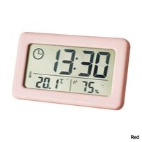 LCD skaitmeninis termometras higrometras laikrodis patalpų temperatūros jutiklis drėgmės matuoklis termometras matuoklis lovos laikrodis rožinė