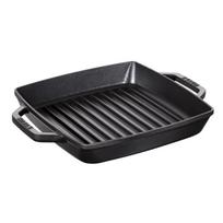 Gril - STAUB - Carré Double Poignée - Fonte Émaillée - 23 cm - Noir Mat