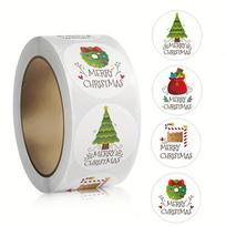 Ryškūs kalėdiniai lipdukai 500 vnt – daugkartiniai lipnūs antspaudai vokams, iškarpoms, dovanų pakavimui ir šventiniam dekoravimui 1inch/2.5cm beige