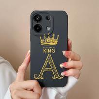 Telefono dėklai viršelis Xiaomi Redmi Turbo 3 Note 13 13R 5G Pro A3 13 Bamperis Prabangus A-Z Karūnos Karalienės Raidės Matinis Minkštas Silikoninis Ekrano Apsauginis Korpusas Redmi Note 13 4G