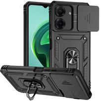 Armor Funda for Xiaomi Poco C65 Case Slide Camera Lens Protection Phone Cover Pocco Poko Little C65 C 65 PocoC65 Ring Stand Case For Poco C65 juoda
