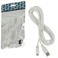Įkrovimo laidas - ZedLabz - Wii U Gamepad - Itin ilgas 3 m - USB - Baltas balta