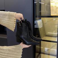 Moteriški vakarietiški kaubojiški batai Madingi smailūs ilgaauliai moteriški elegantiški batai su storu kulnu Žieminė nuimama moteriška avalynė 35