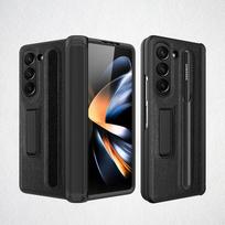 with S Pen Slot For Samsung Galaxy Z Fold 5 4 3 Case Hinge Leather Carbon Fiber Magnetic Kickstand Full Screen Protector Cover For Galaxy Z Fold 5&Case Only ( pen) juoda