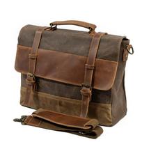 Waterproof Oil Wax Canvas with Leather Briefcase Retro Business Men's Bag Shoulder Messenger Portable Patchwork Bag kava