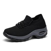 Plus Size Women's Shoes Lace-up Air Cushion Fly Knitted Sneakers Casual Shoes 42 pilka