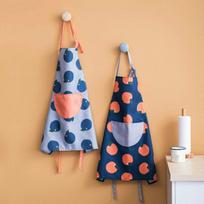 Double-side Hand Wiping Apron Oxford Cloth Oil-proof Large Pocket Cooking Aprons with Adjustable Buc tamsiai mėlyna spalva