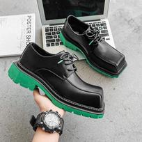 Fashion men fashion original leather shoes  designer square toe shoe party prom dress black stylish platform footwear zapato hombre 6.5 juoda