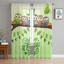 Succulent Cactus Modern Curtains For Living Room Transparent Tulle Curtains Window Sheer For The Bedroom Accessories Decor W135 x H114cm
