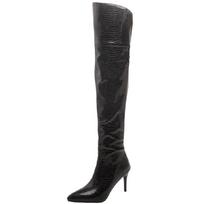 Fashion Sexy Thigh High Boots Female Winter Leather Over the Knee Boots Women Green White Black Heels Fetish Party Long Shoes Large Size 34 black