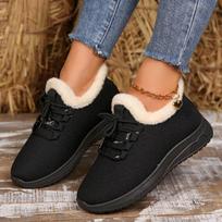 Fashion 2024 New Winter Sports Women's Boots Fashionable Round Toe Solid Color Warm and Comfortable Lace-up Low-top Women's Boots 40 juoda