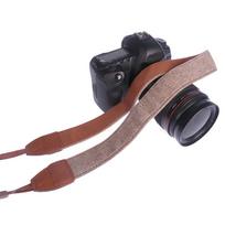 Retro etninio stiliaus medvilninio audinio fotoaparatas, peties dirželis, kaklo diržas, skirtas Canon Nikon DSLR SLR fotoaparatui. ruda
