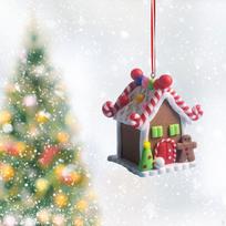 Christmas Decoration Gingerbread House Ornament Pendant Village Reusable Craft Xmas Hanging 5.5cmx6cmx7.8cm