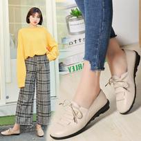 Fashion Designer Shoes Ladies Loafers Fold Lazy Shoes Women Slip On Flats Genuine Leather Shoes Female Flats Fashion 2024 zapatos mujer 37 smėlis